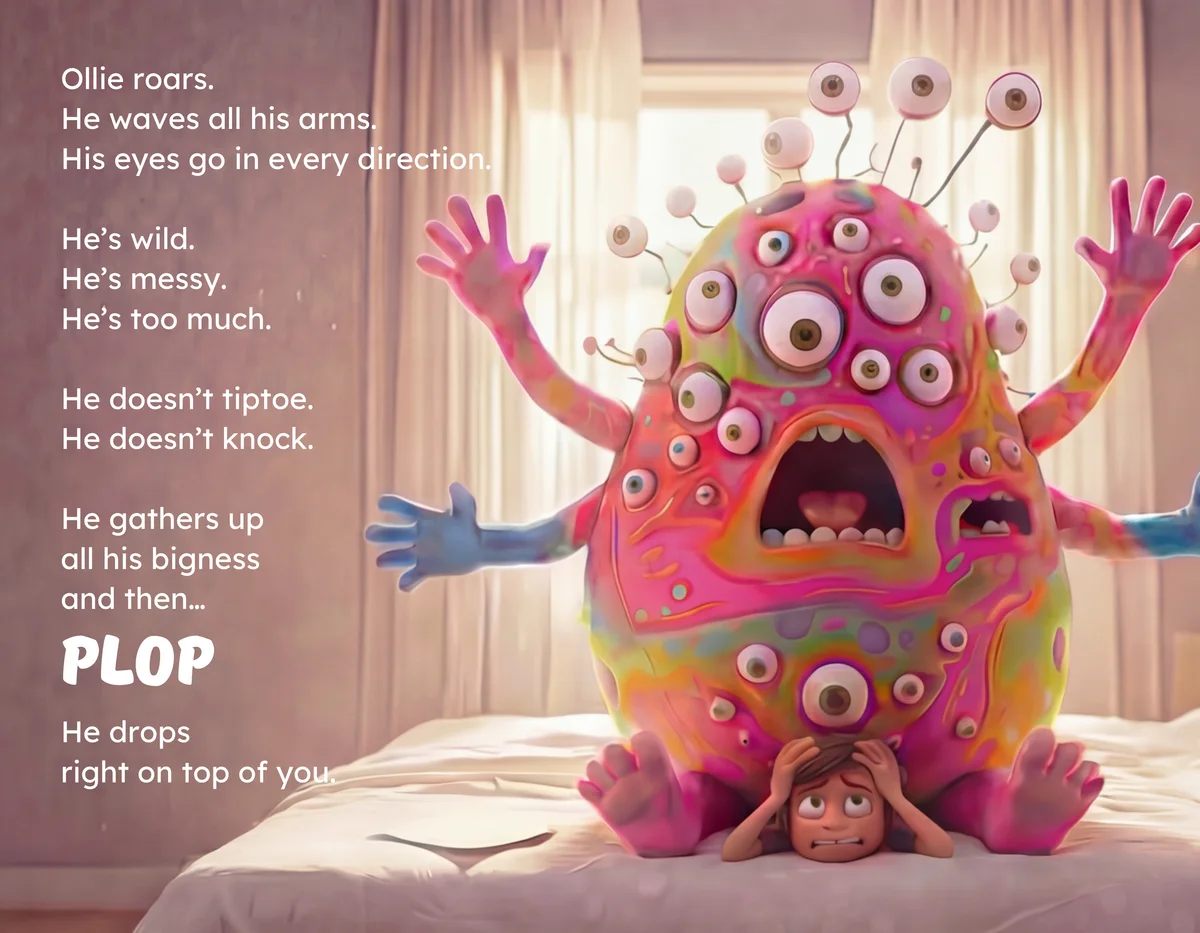 Snowballs story book interior spread preview, left page